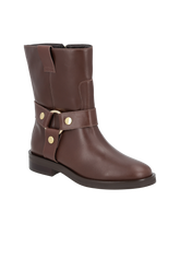 BOTA BIKER EM COURO CAFÉ