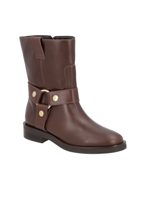 BOTA BIKER EM COURO CAFÉ