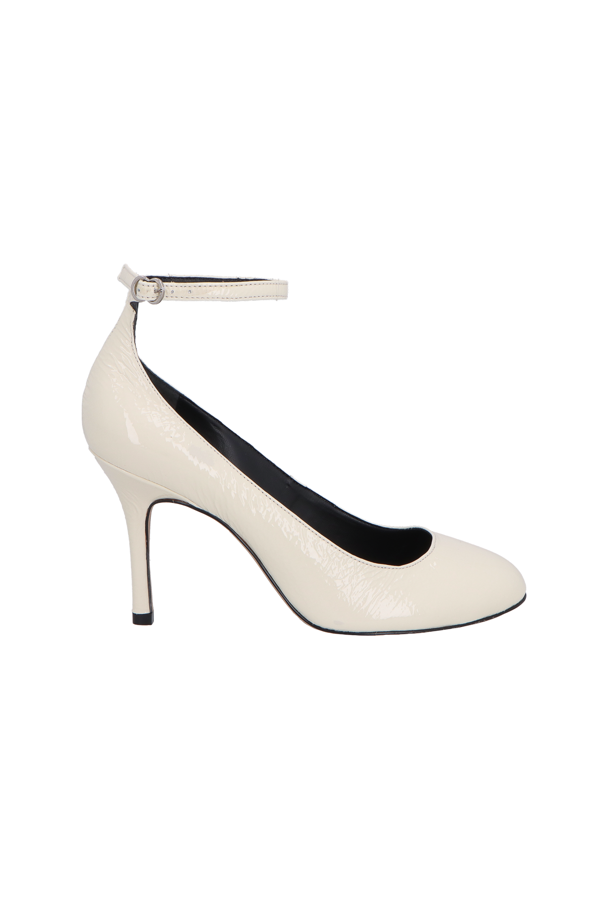 SCARPIN DE BICO ARREDONDADO EM COURO OFF WHITE