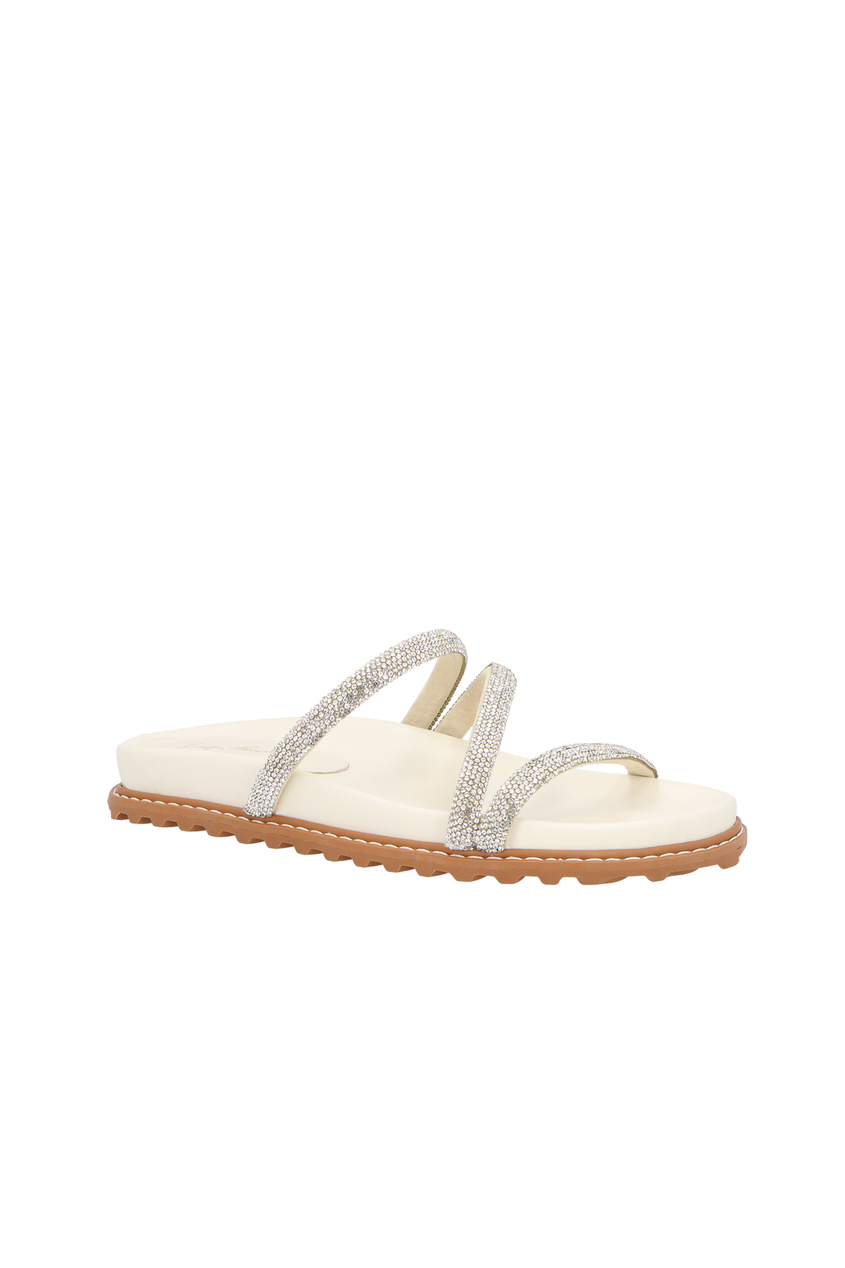 SANDÁLIA RASTEIRA TIRAS CRISTAIS OFF WHITE