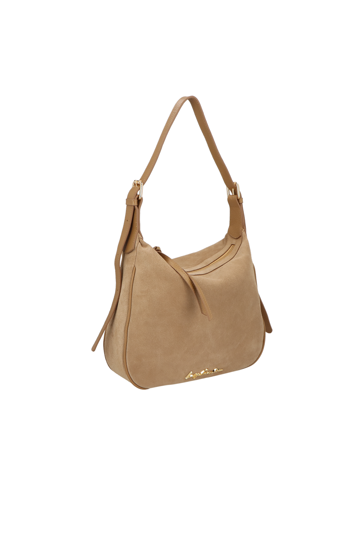 BOLSA HOBO EM CAMURÇA BEGE FENDI DE ALÇA REGULÁVEL MÉDIA