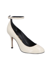 SCARPIN DE BICO ARREDONDADO EM COURO OFF WHITE