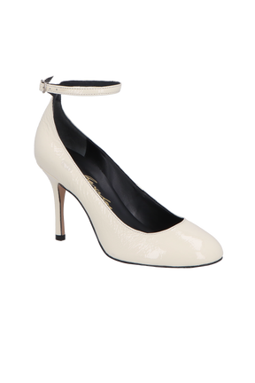 SCARPIN DE BICO ARREDONDADO EM COURO OFF WHITE