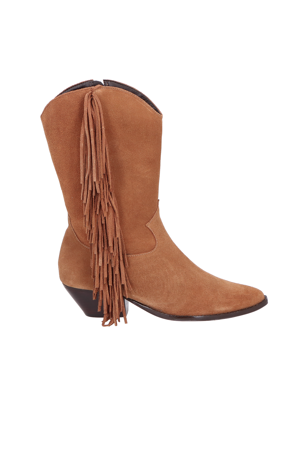 BOTA WESTERN EM CAMURÇA CARAMELO COM FRANJAS
