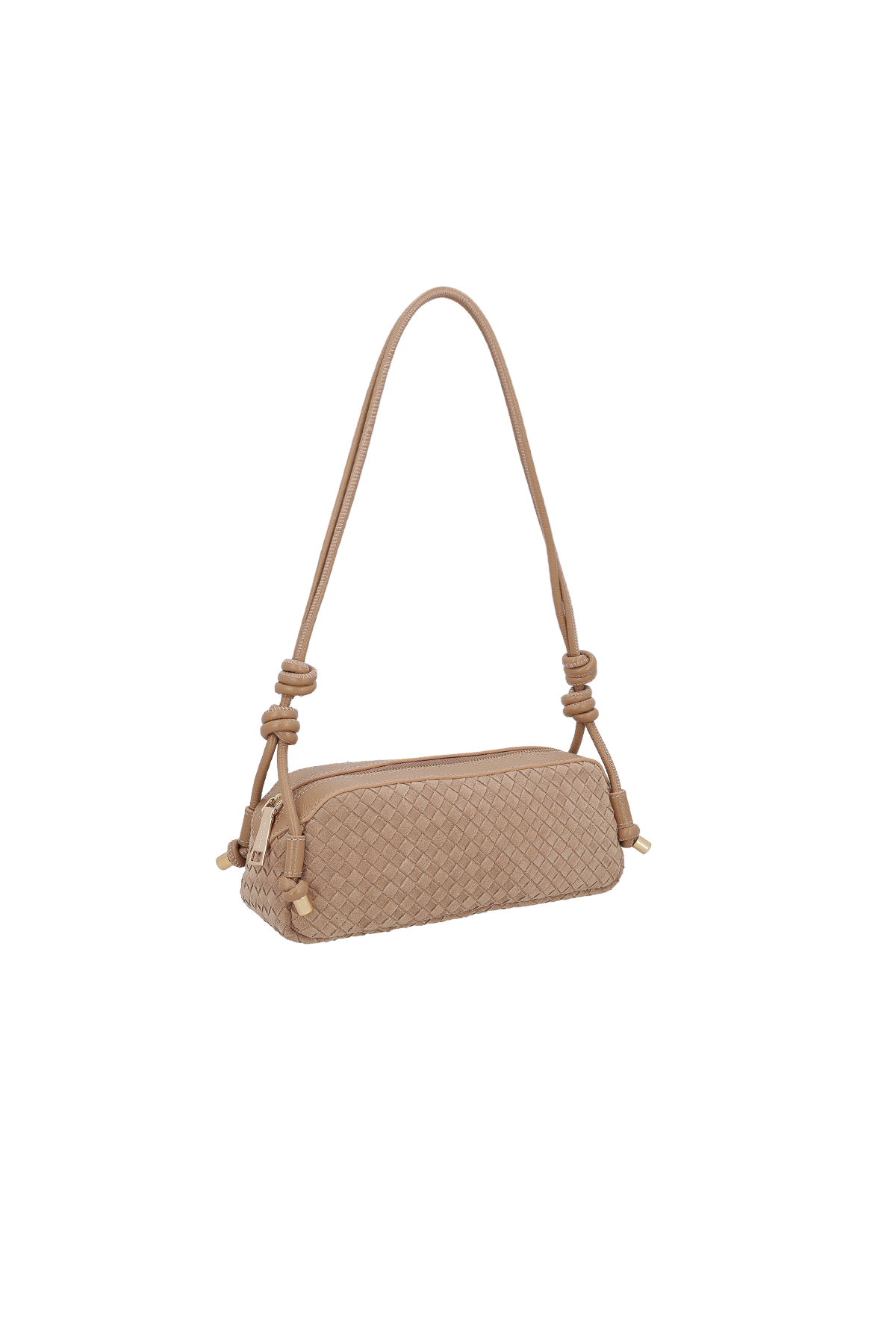 BOLSA MÉDIA EM CAMURÇA ARGILA COM TRESSÊ