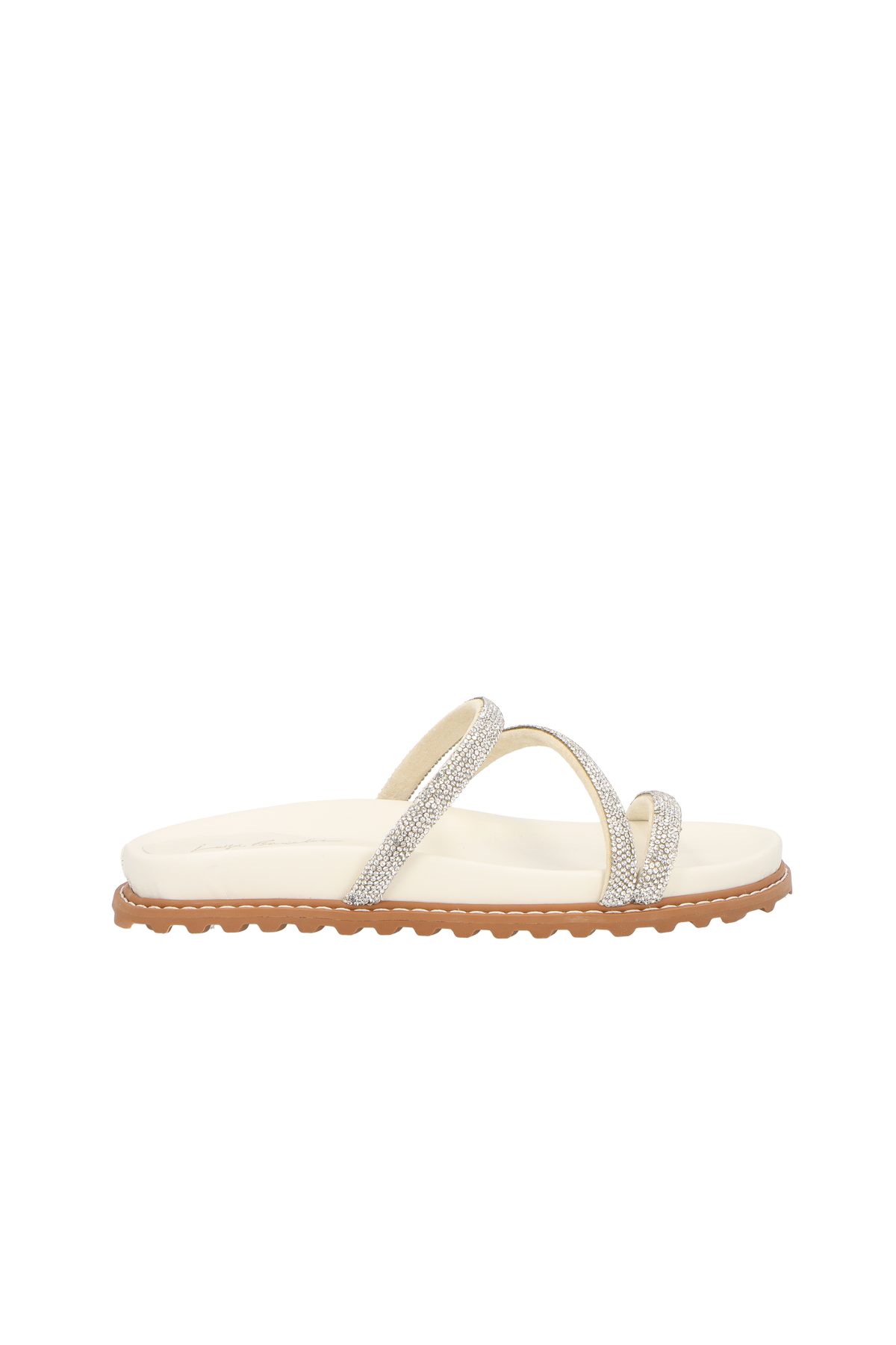 SANDÁLIA RASTEIRA TIRAS CRISTAIS OFF WHITE