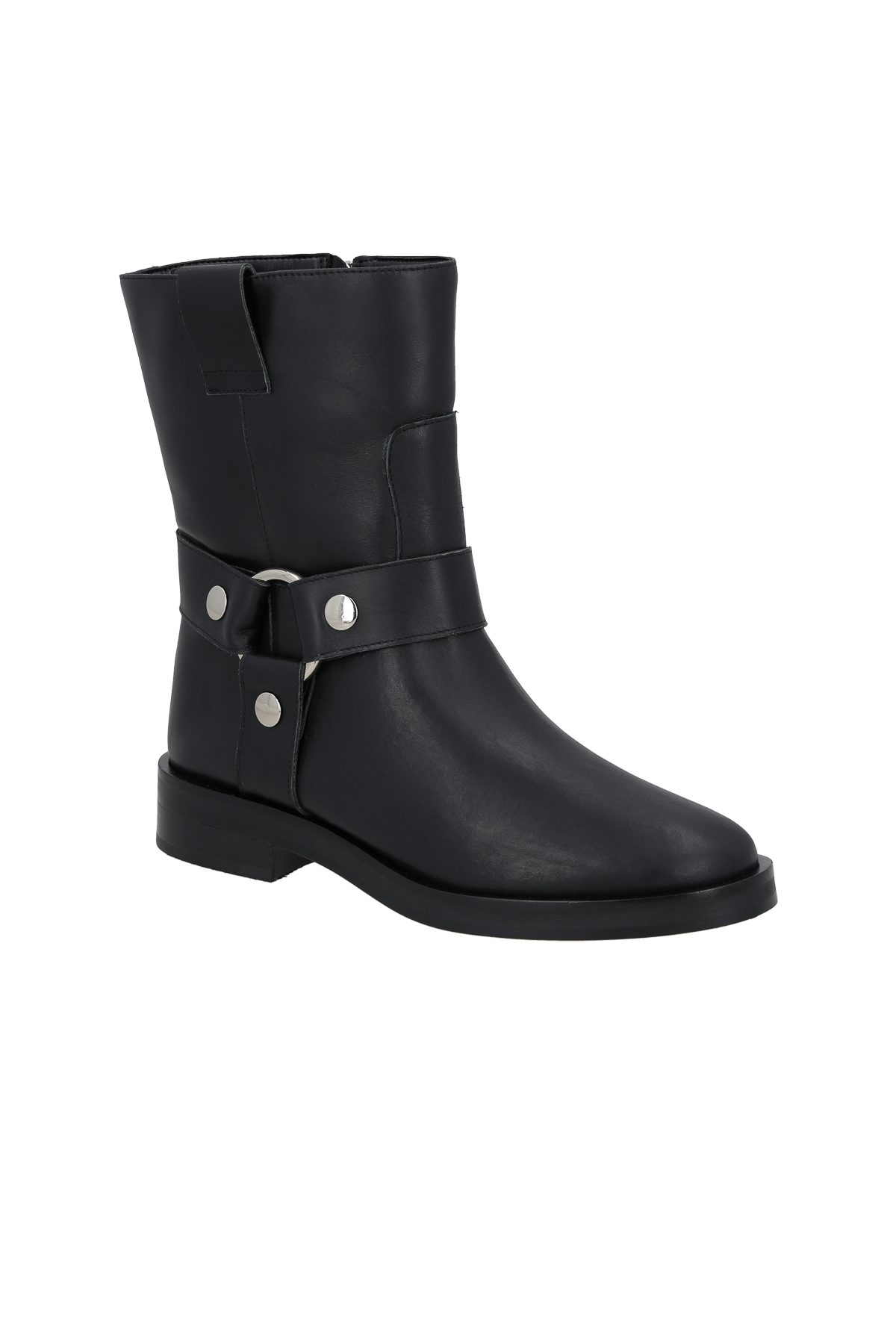 BOTA BIKER EM COURO PRETO