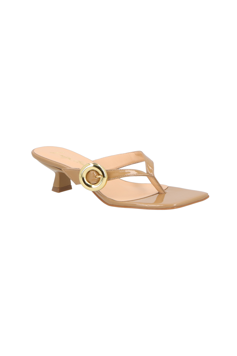 SANDÁLIA SALTO BAIXO MAXI FIVELA BEGE ARGILA