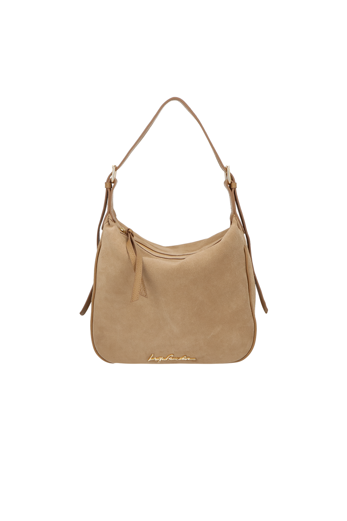 BOLSA HOBO EM CAMURÇA BEGE FENDI DE ALÇA REGULÁVEL MÉDIA