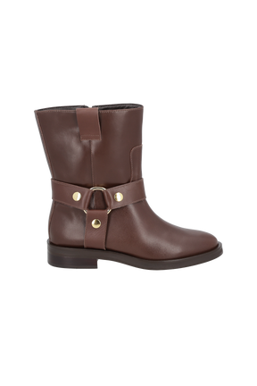 BOTA BIKER EM COURO CAFÉ