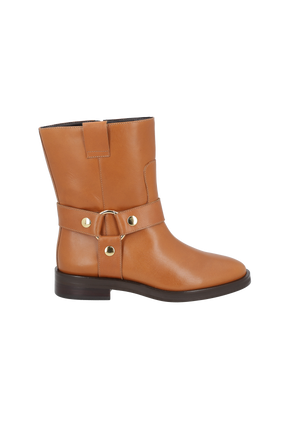 BOTA BIKER EM COURO CARAMELO