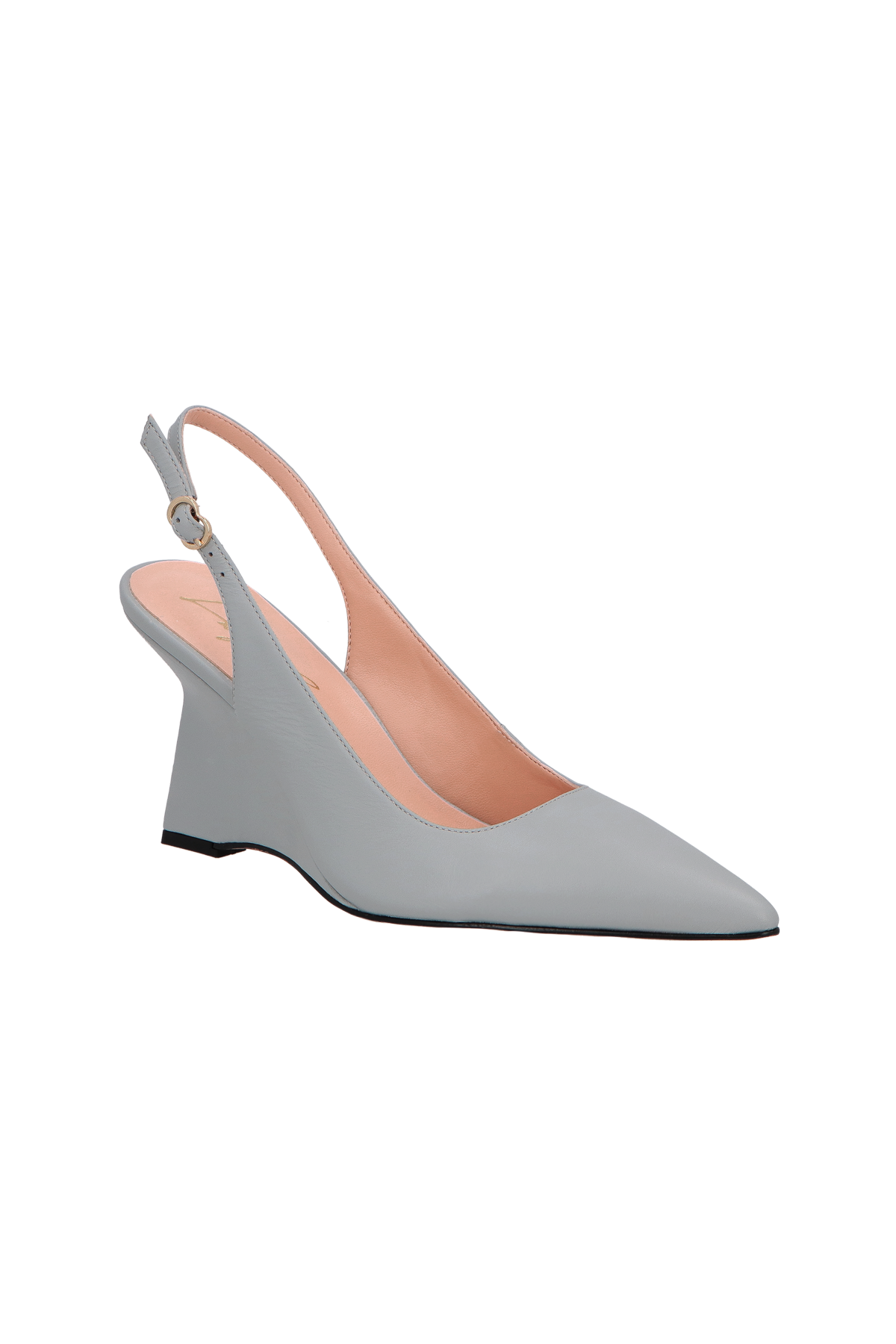 SCARPIN SLINGBACK EM COURO CINZA ESTANHO