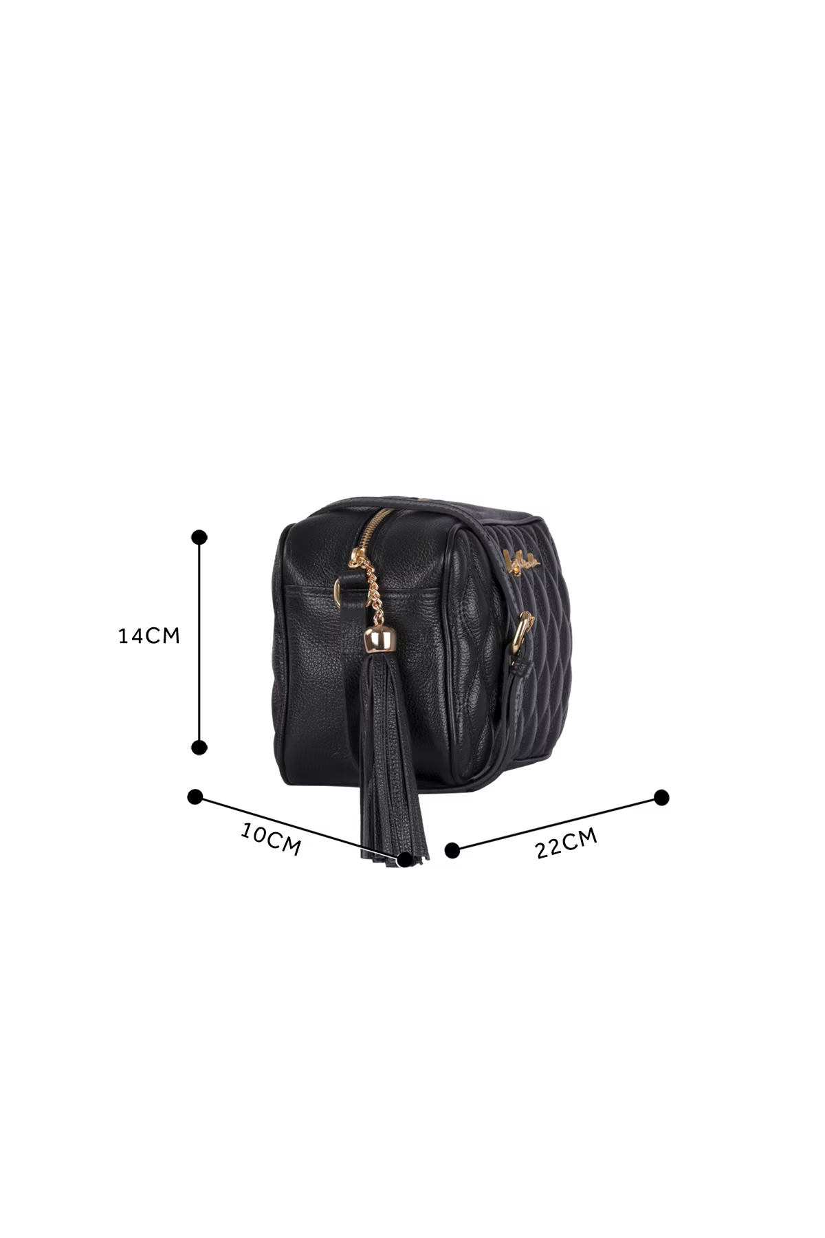 BOLSA CLÁSSICA EM COURO PRETO E ALÇA REGULÁVEL MÉDIA