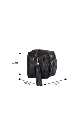 BOLSA CLÁSSICA EM COURO PRETO E ALÇA REGULÁVEL MÉDIA