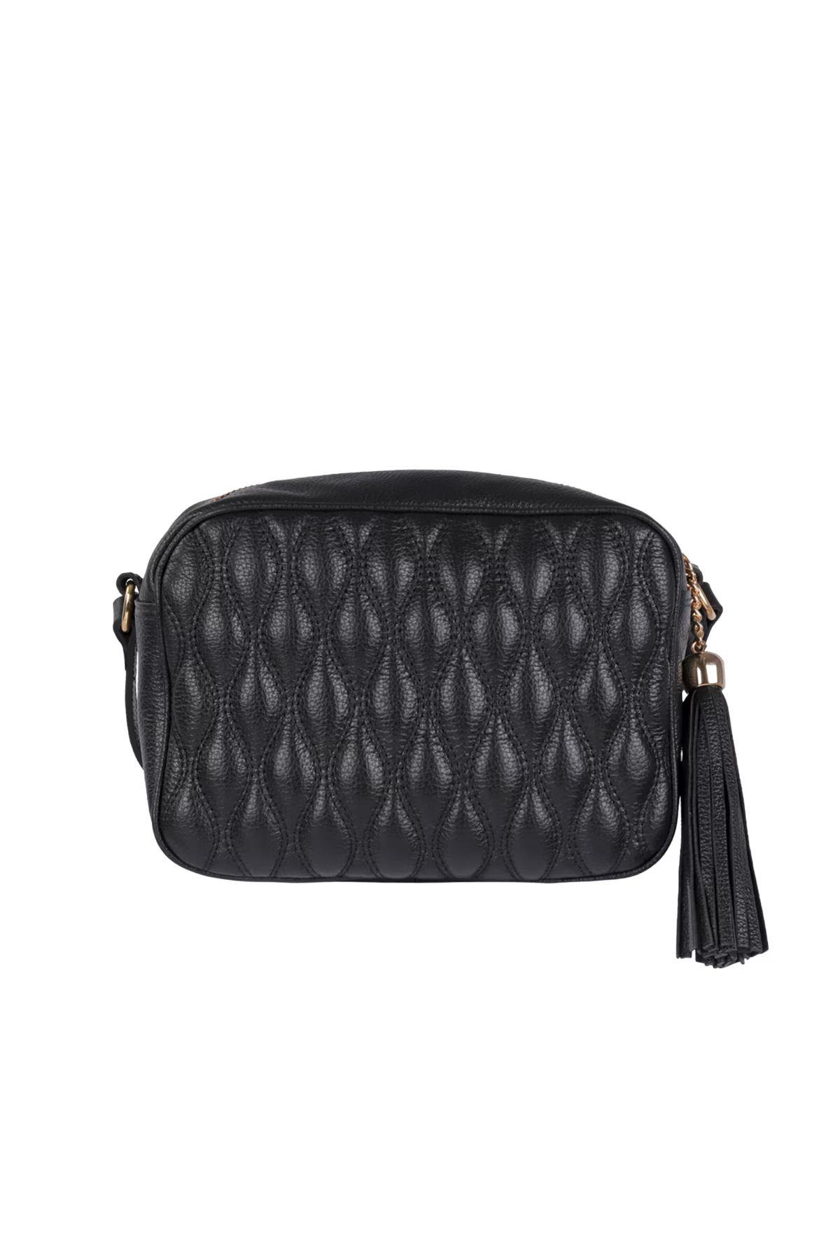 BOLSA CLÁSSICA EM COURO PRETO E ALÇA REGULÁVEL MÉDIA