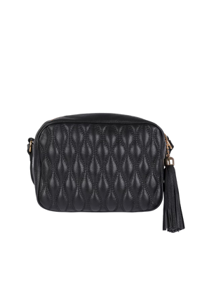BOLSA CLÁSSICA EM COURO PRETO E ALÇA REGULÁVEL MÉDIA