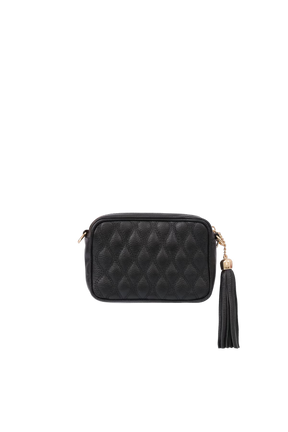 BOLSA CLÁSSICA EM COURO PRETO E ALÇA DE CORRENTES PEQUENA