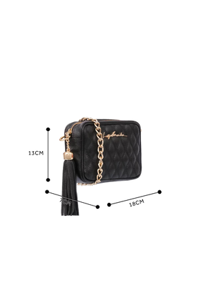 BOLSA CLÁSSICA EM COURO PRETO E ALÇA DE CORRENTES PEQUENA