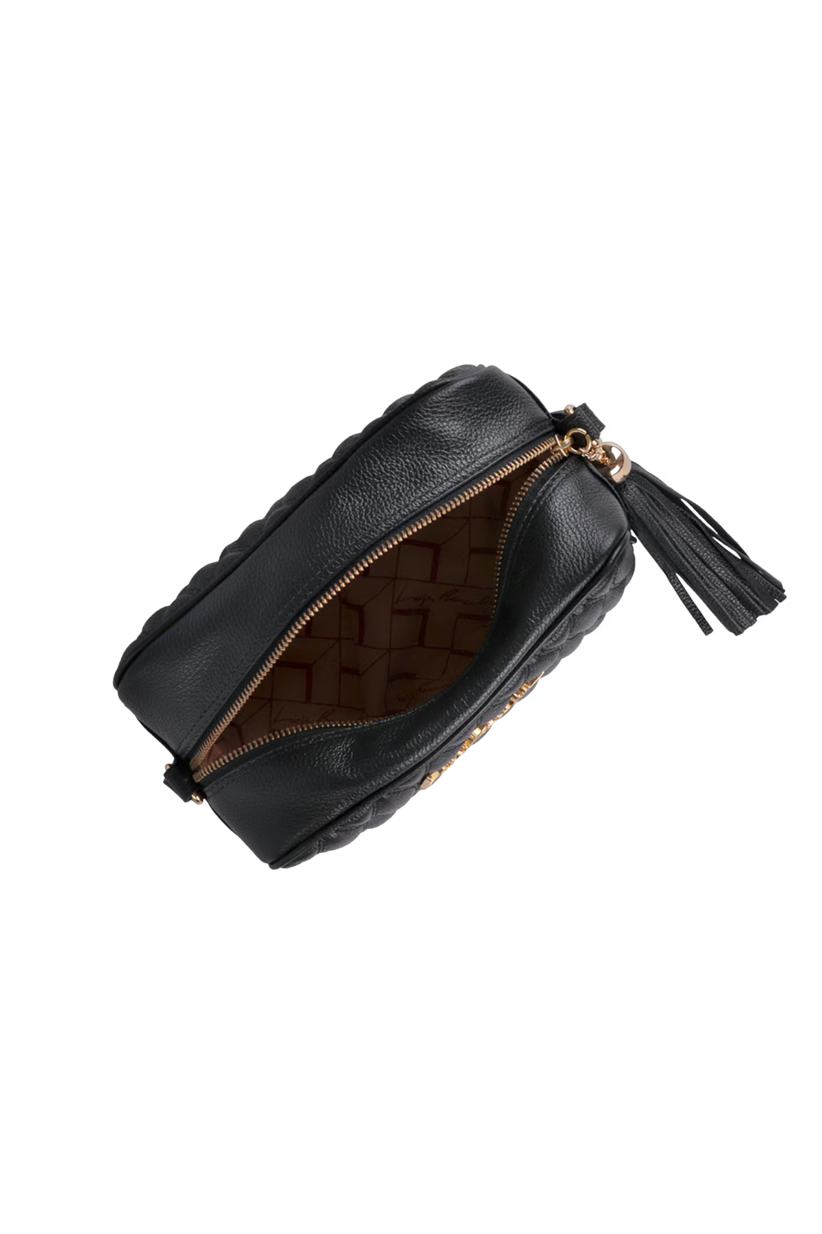 BOLSA CLÁSSICA EM COURO PRETO E ALÇA REGULÁVEL MÉDIA