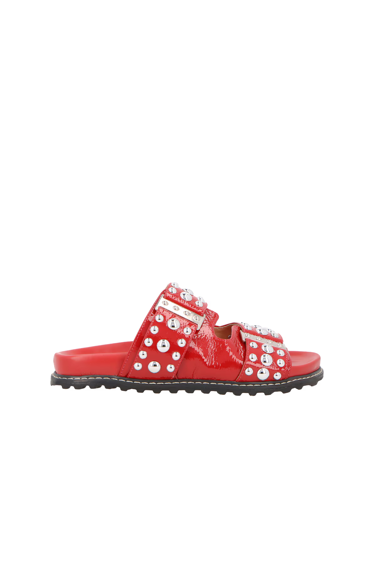 SANDÁLIA PAPETE MIX METÁLICO VERNIZ VERMELHO